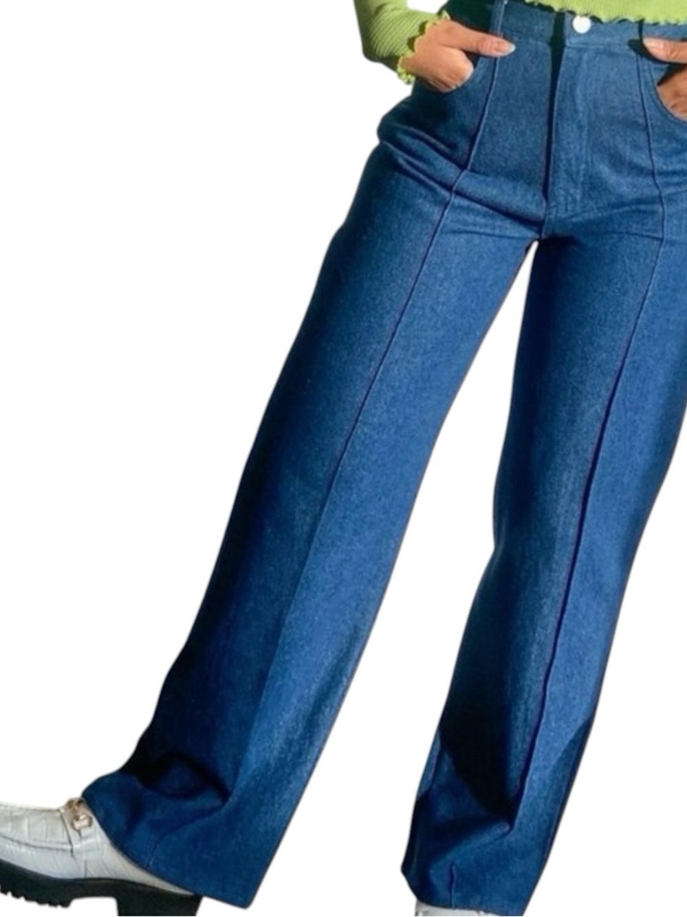 Lisa Says Gah Robyn Jeans 29 Indigo High Rise Front Seam Flare 70s